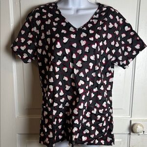 Cherokee Heart Pattern Light Weight Scrub Top Size M